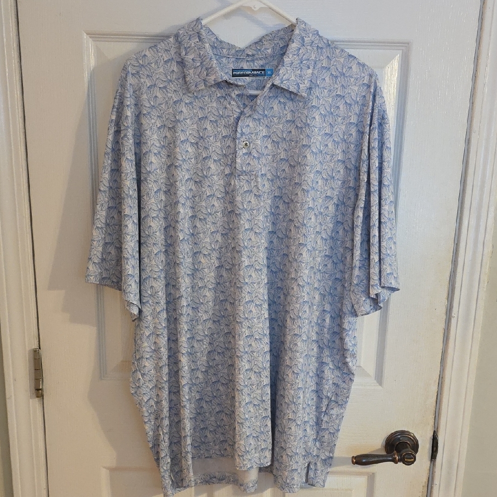 Roundtree & Yorke Blue Patterned Polo Shirt
